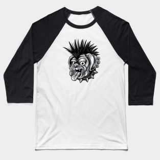 Punk Rock Pug Sketch Baseball T-Shirt
